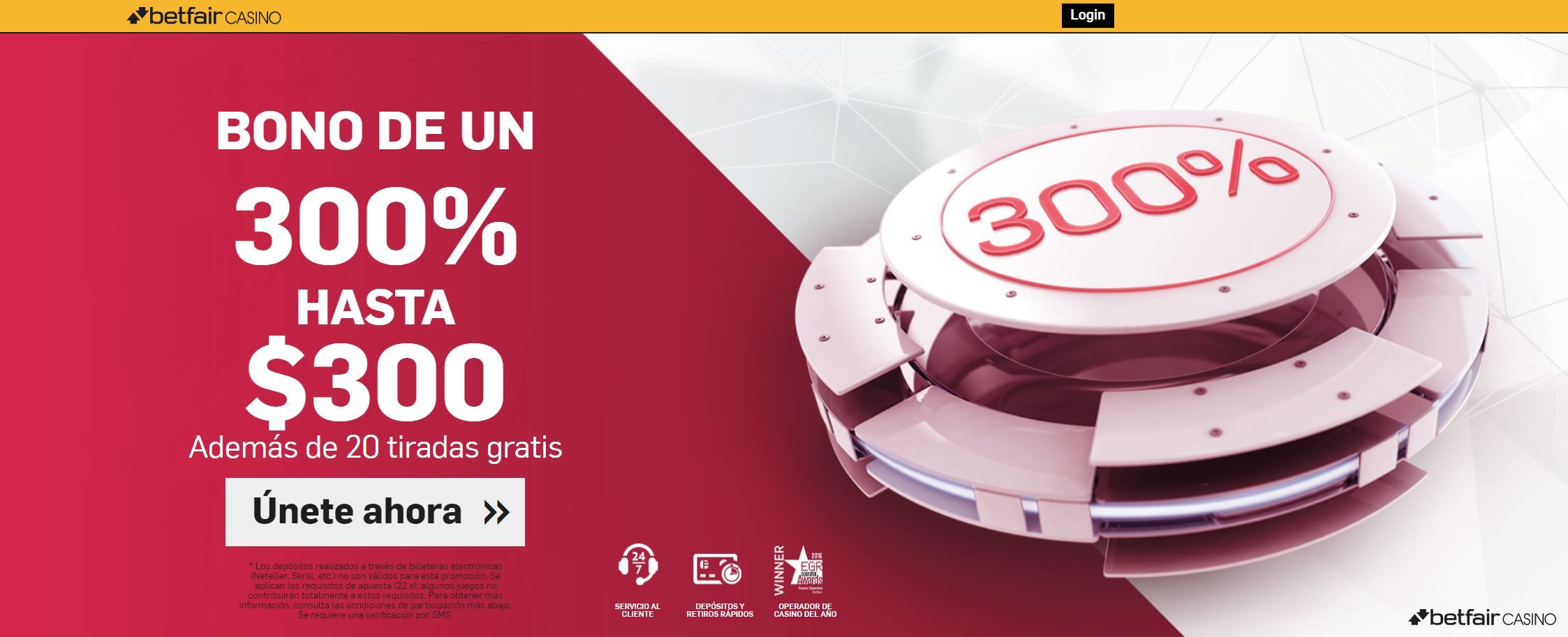 Bono de Bienvenida Betfair Casino