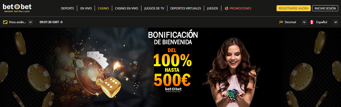 Bono de bienvenida betobet casino Perú